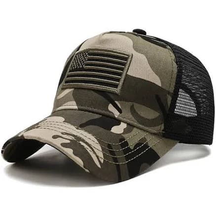 American Flag Camo Hat - Tactical Military Snap Back Trucker Baseball Cap