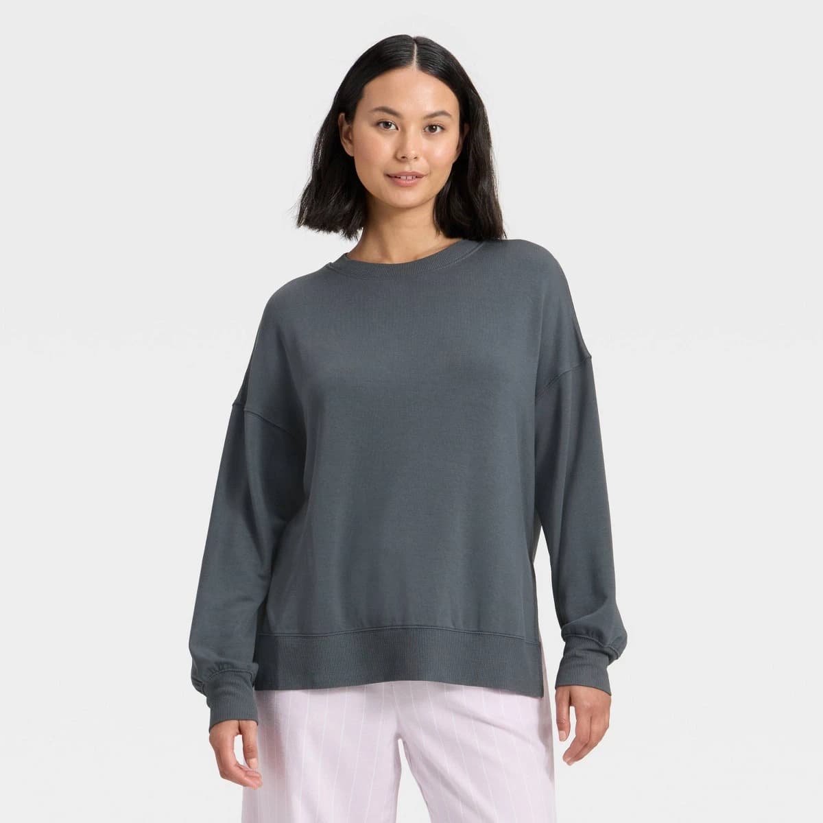 Women's PeachySoft French Terry Fleece Crewneck Sweatshirt - Wild Fable™ Charcoal Gray XS — Manufacturer Picture