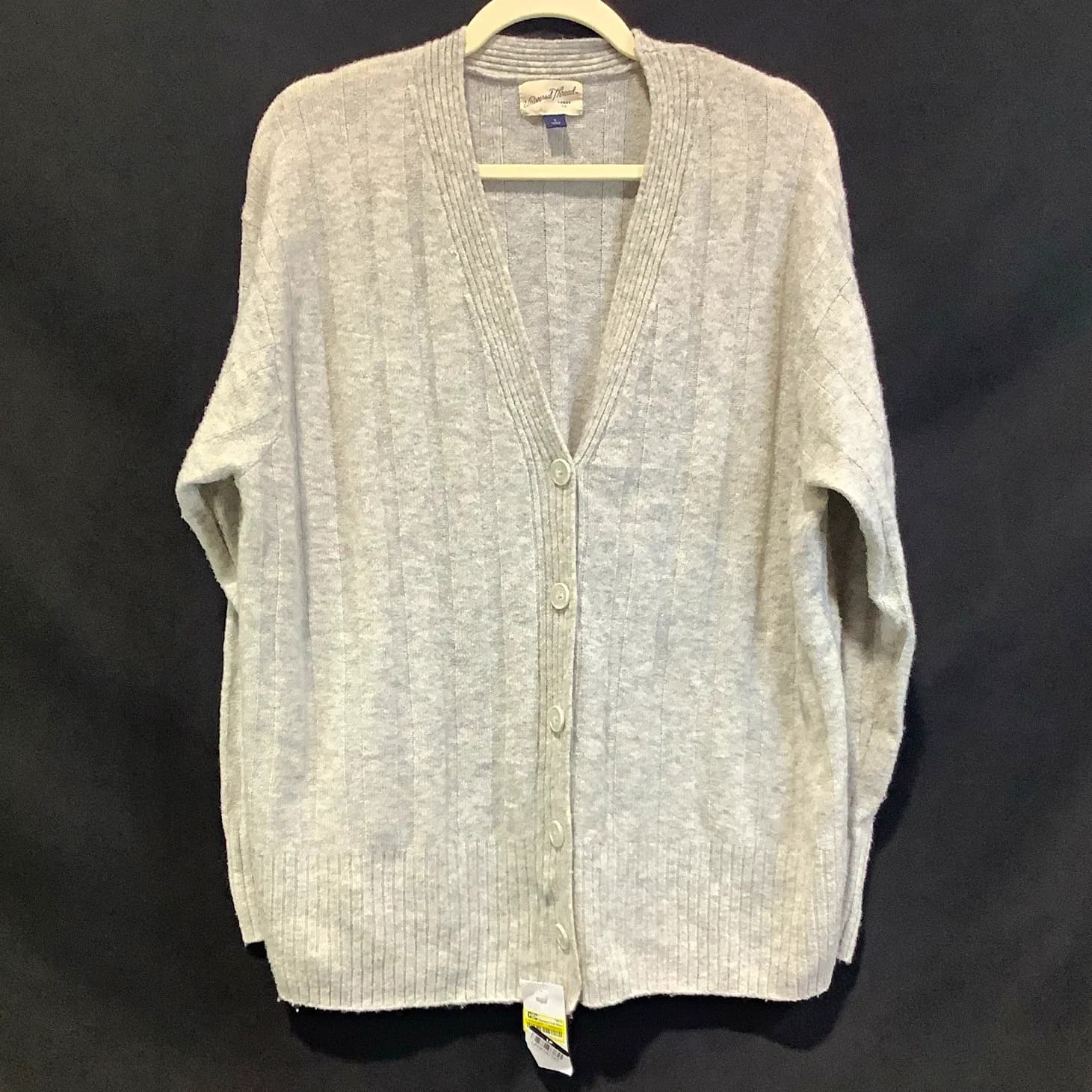 Universal Thread Gray V-Neck Button-Front Knit Cardigan Sweater Long Sleeve S — Actual Product