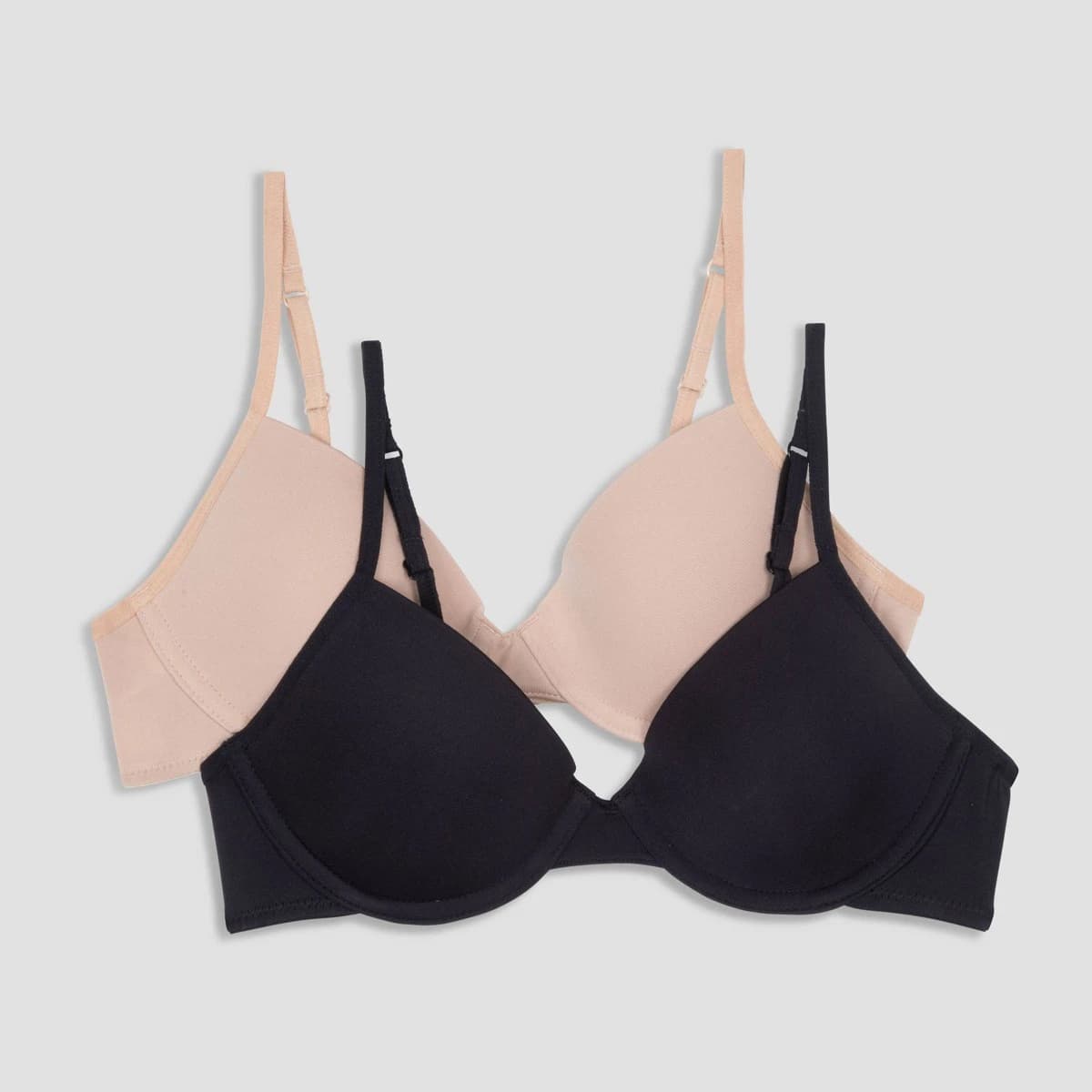 Hanes Girls' 2pk Underwire Bra - Beige/Black 32 — Manufacturer Picture