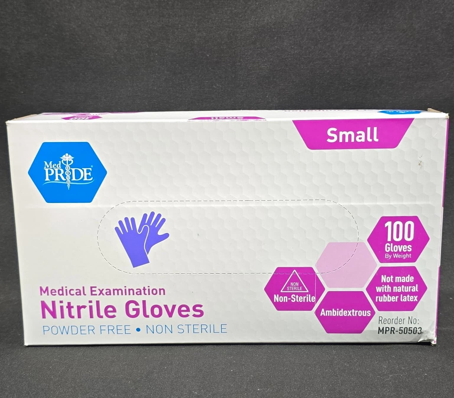MedPride Nitrile Exam Gloves Small Powder-Free Non-Sterile MPR-50503 — Actual Product