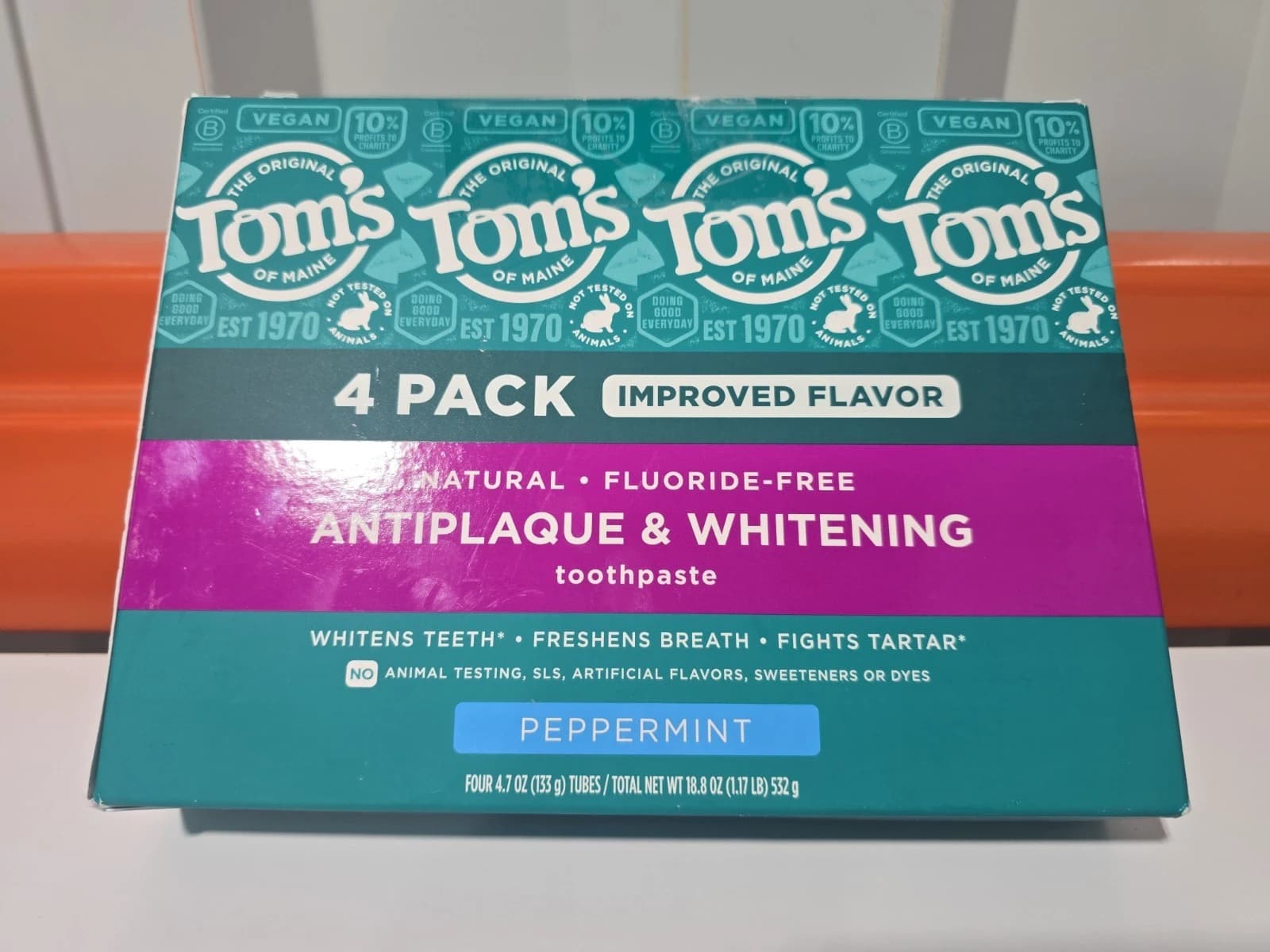 4 PACK - Tom's of Maine Antiplaque & Whitening Toothpaste 4.7 Oz