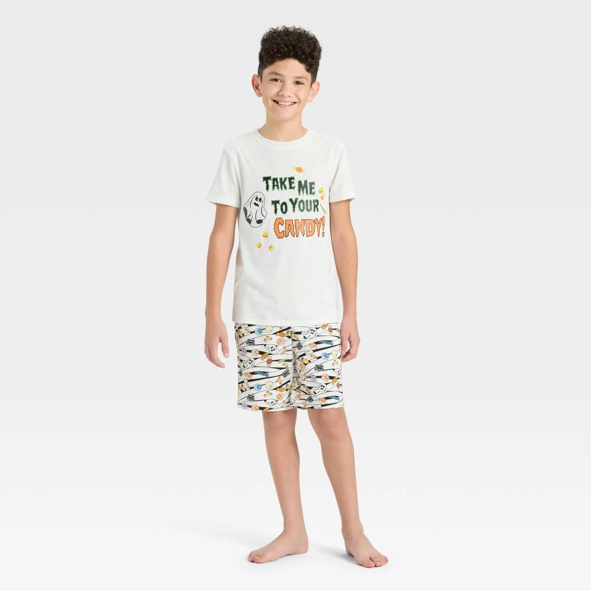 Boys' 2pc Halloween Mummy Short Sleeve Pajama Set - Cat & Jack™ Cream S — Manufacturer Picture