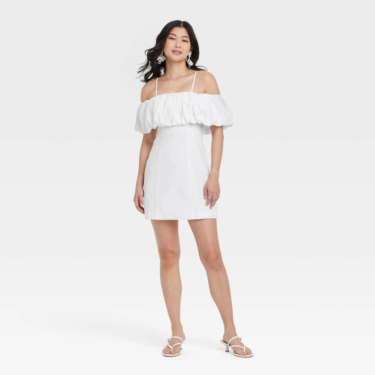 Women's Ruffle Mini A-Line Dress - A New Day™ White 8 — Manufacturer Picture