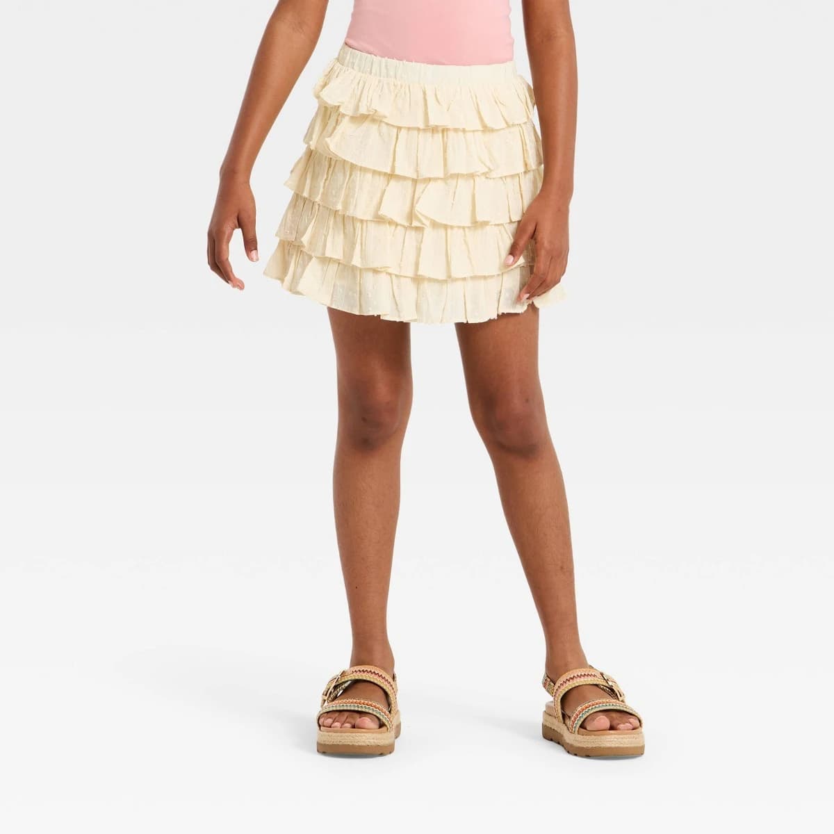 Girls' Tiered Mini Skirt - art class™ Cream XL — Manufacturer Picture