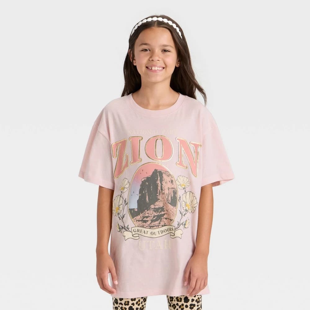 Girls' Zion National Park Short Sleeve Oversized Graphic T-Shirt