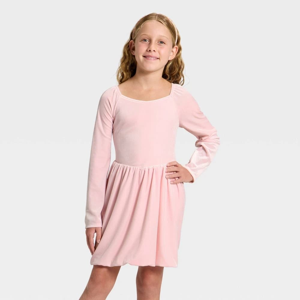 Girls' Long Sleeve Velour Dress - Cat & Jack™