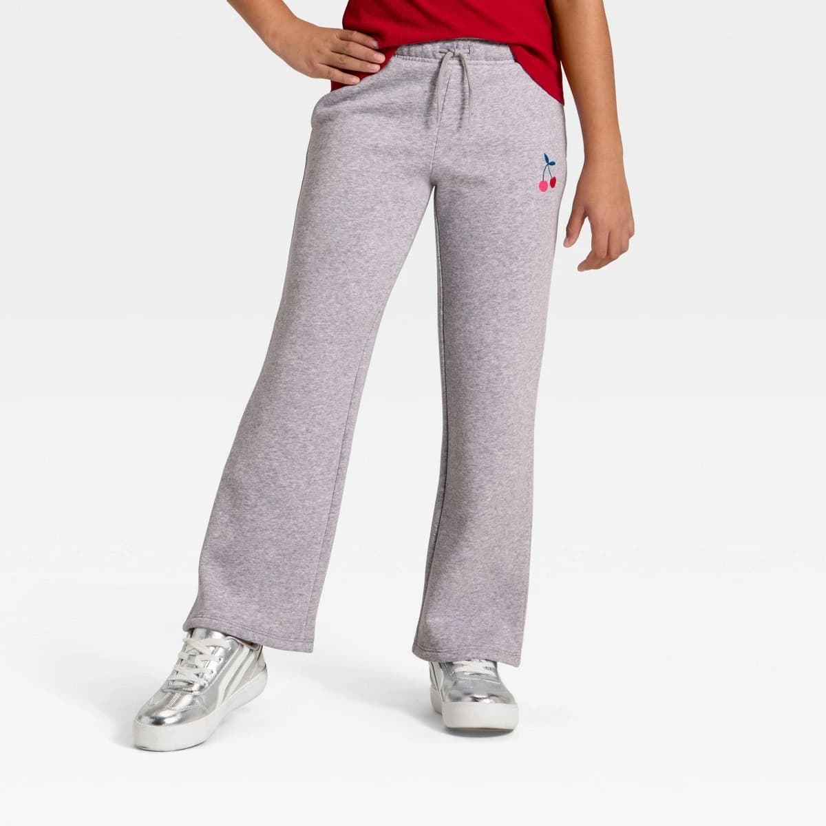 Girls' Pull-On Cherry Fleece Pants - Cat & Jack™ Heather Gray M — Manufacturer Picture