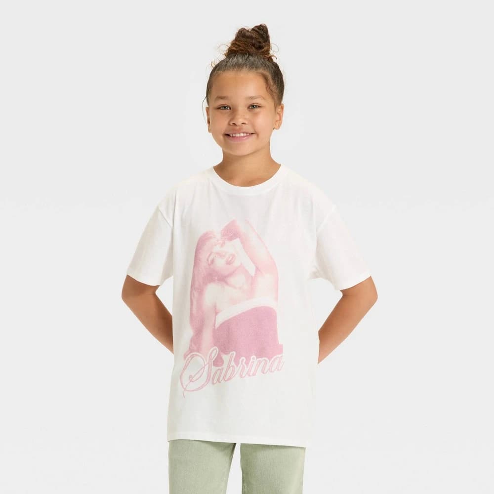 Girls' Sabrina Carpenter Short Sleeve Oversized Graphic T-Shirt