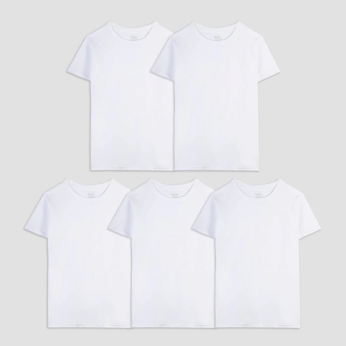 Fruit of the Loom Boys' 5pk Crew T-Shirt - White S — Manufacturer Picture
