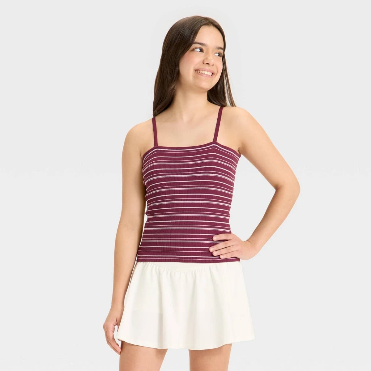 Girls' Striped Seamless Tube Top - art class™ Maroon M — Manufacturer Picture