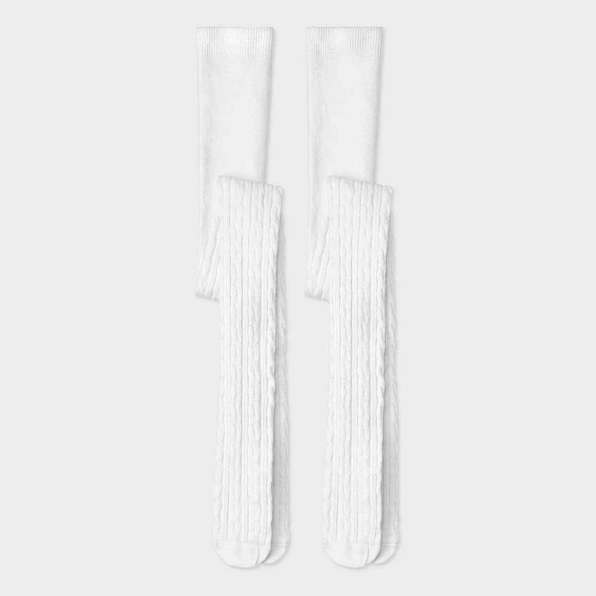 Girls' 2pk Cotton Tights - Cat & Jack™ White S — Manufacturer Picture