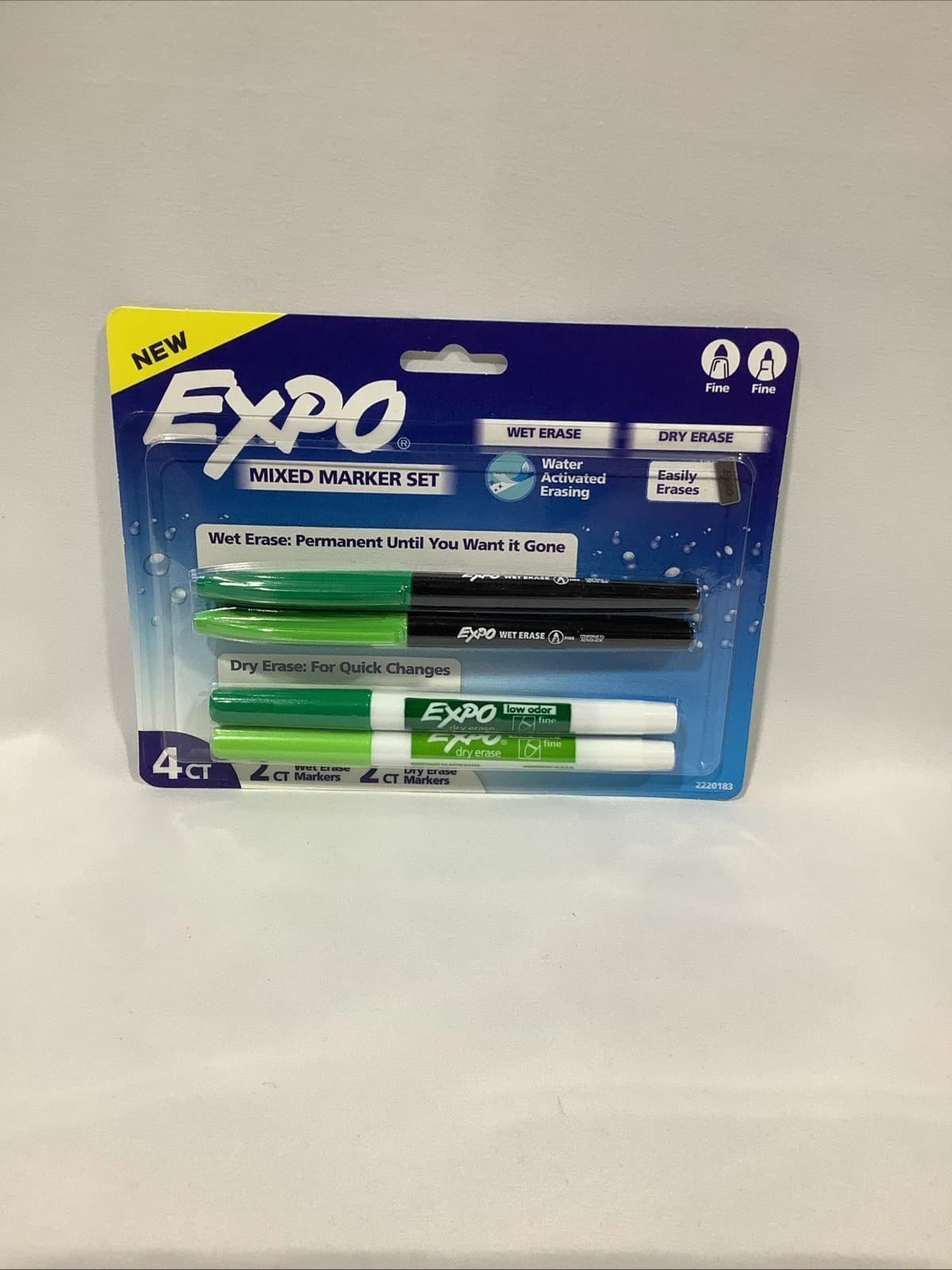 Expo Mixed Marker Set 4 Count Green Wet Erase Dry Erase Fine Tip
