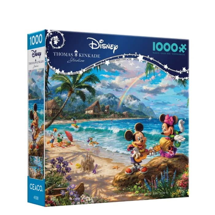 Thomas Kinkade Disney 1000 PC Jigsaw Puzzle Mickey and Minnie in Hawaii NIB