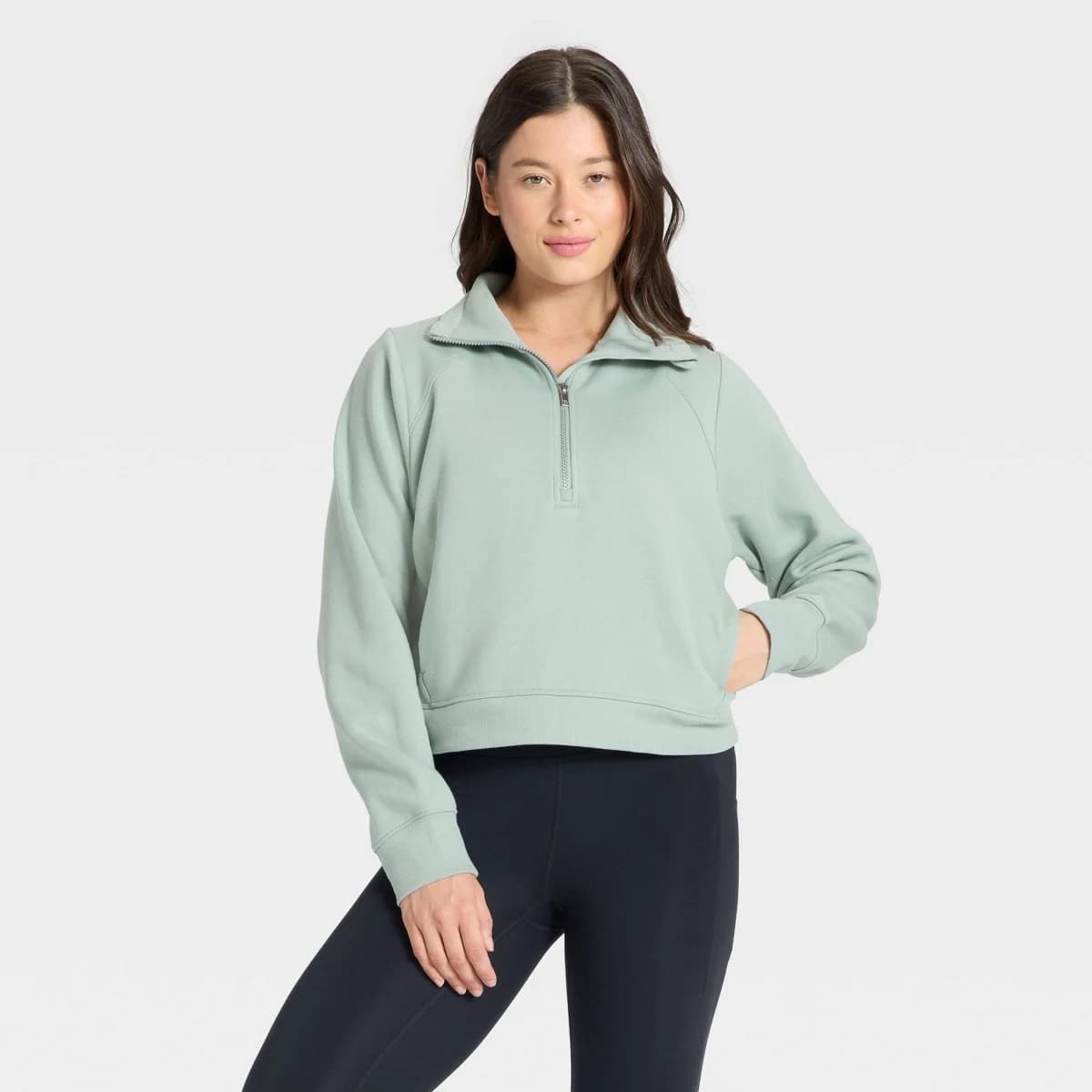 Women's Active Comfort 1/2 Zip Pullover Sweatshirt - All In Motion™ Sage Green XS — Manufacturer Picture
