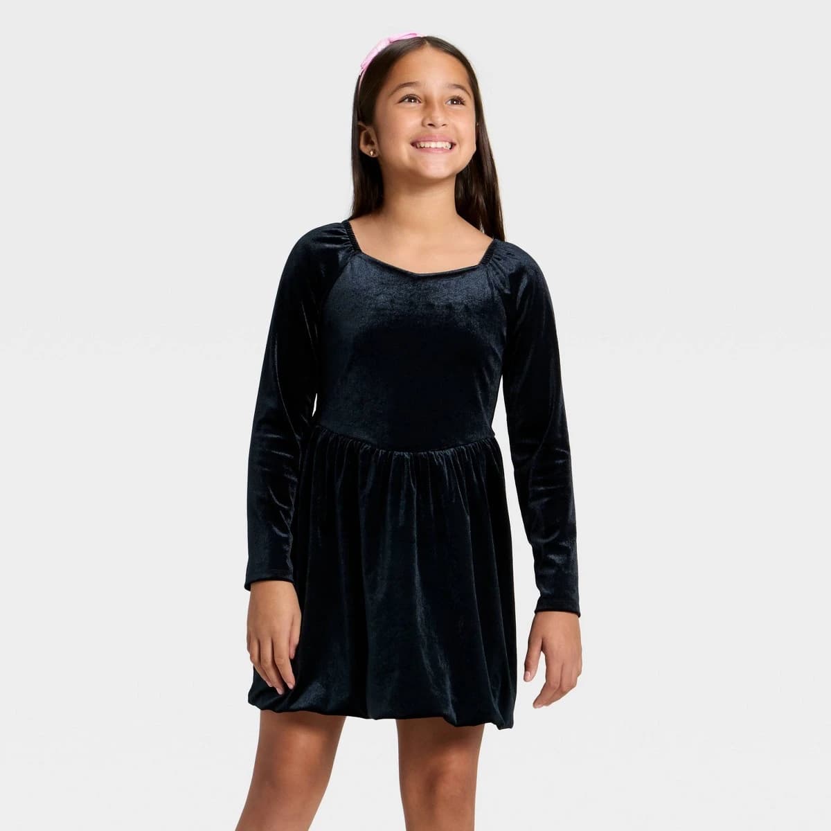 Bundle: Girls' Long Sleeve Velour Dress + Women's Eyelet Maxi A-Line Dress + Women's Denim Cropped Trench