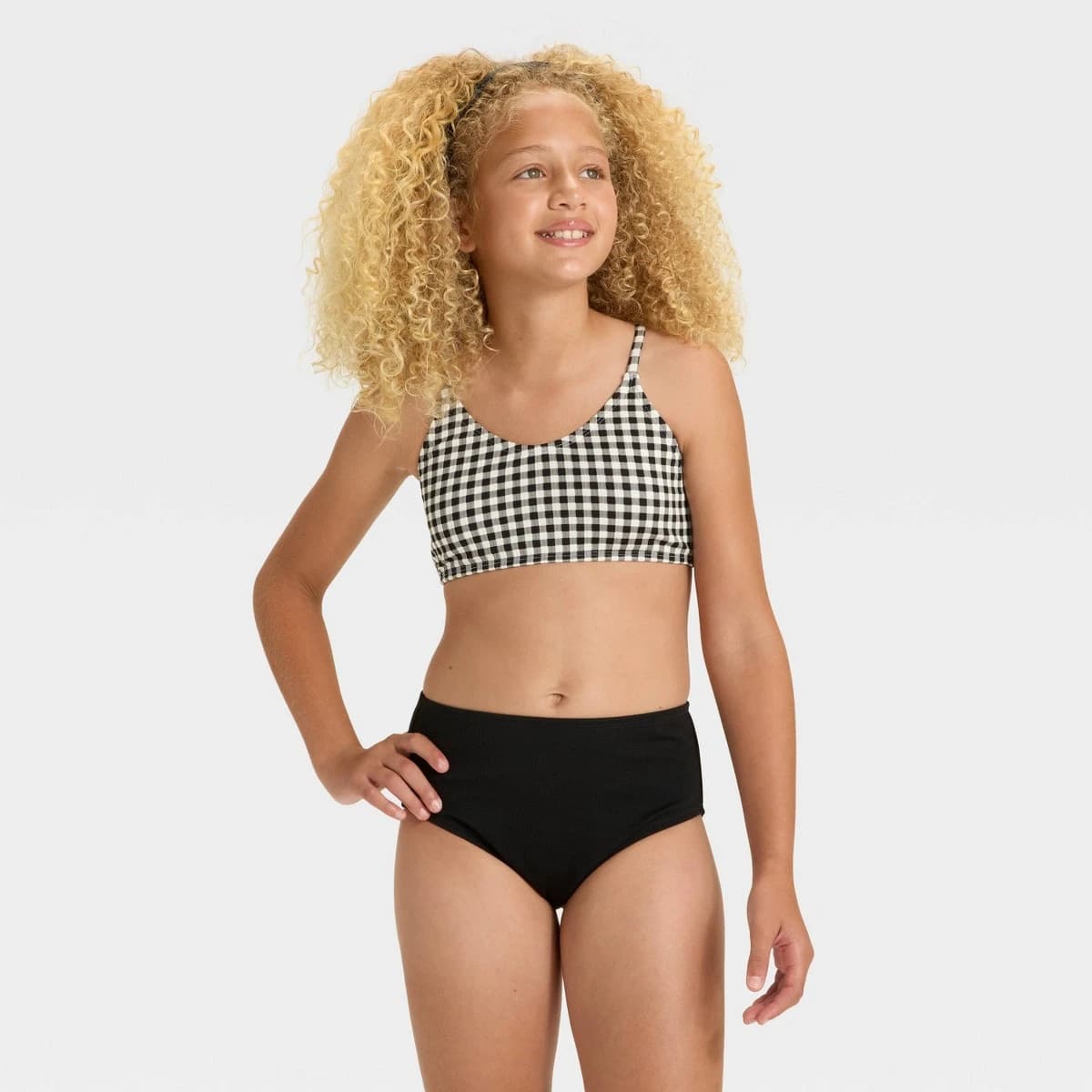 Girls' Gingham Summer Bikini Set - art class™ Black S — Manufacturer Picture