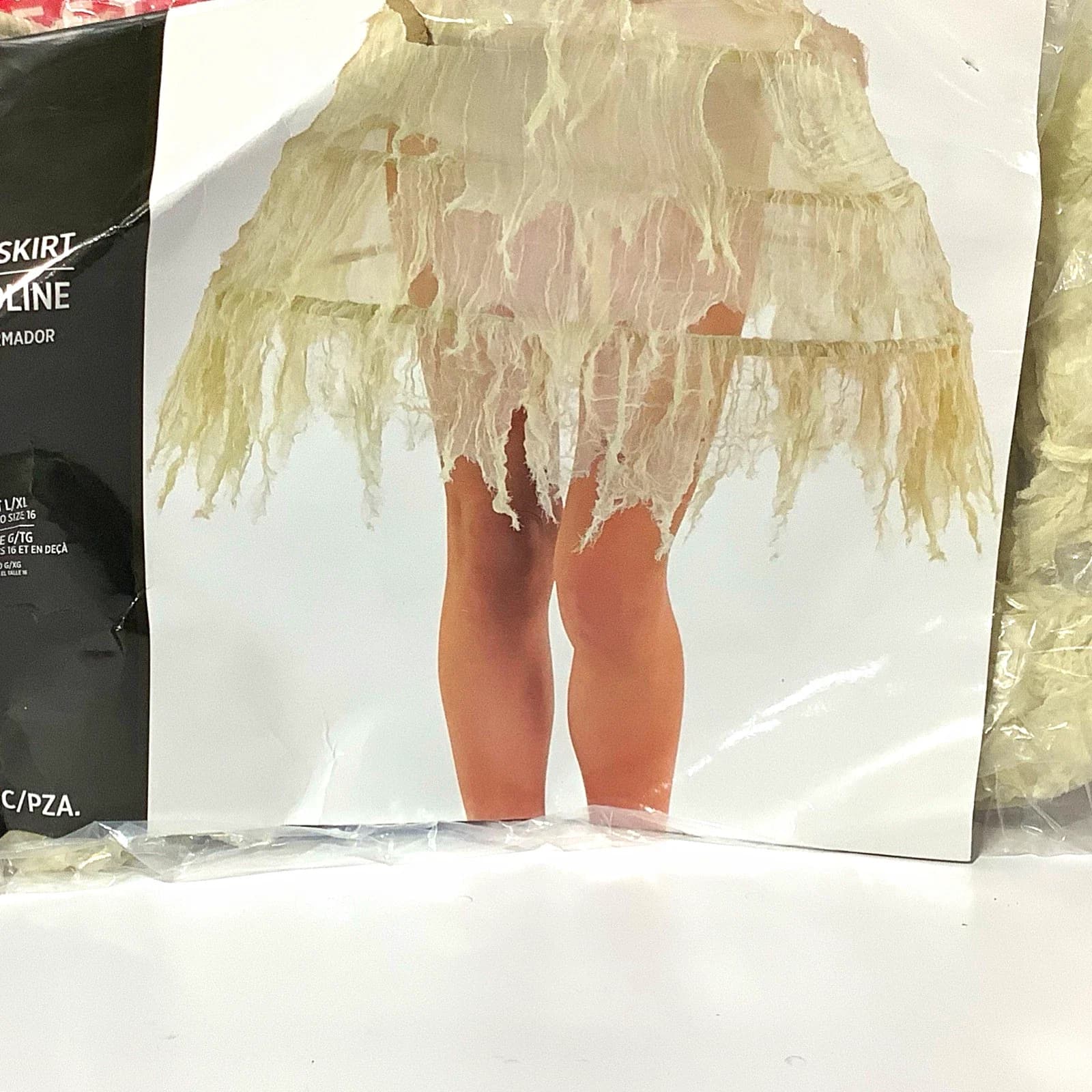 Women’s Halloween Cage Skirt Crinoline Beige L/XL Polyester Elastic Stretch — Actual Product