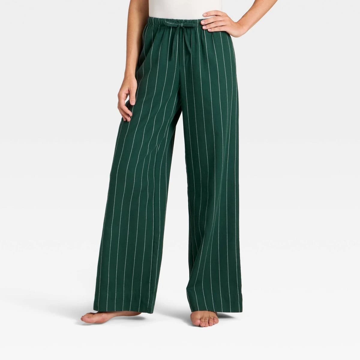 Women's Striped Flannel Pajama Pants - Auden™ Green L — Manufacturer Picture