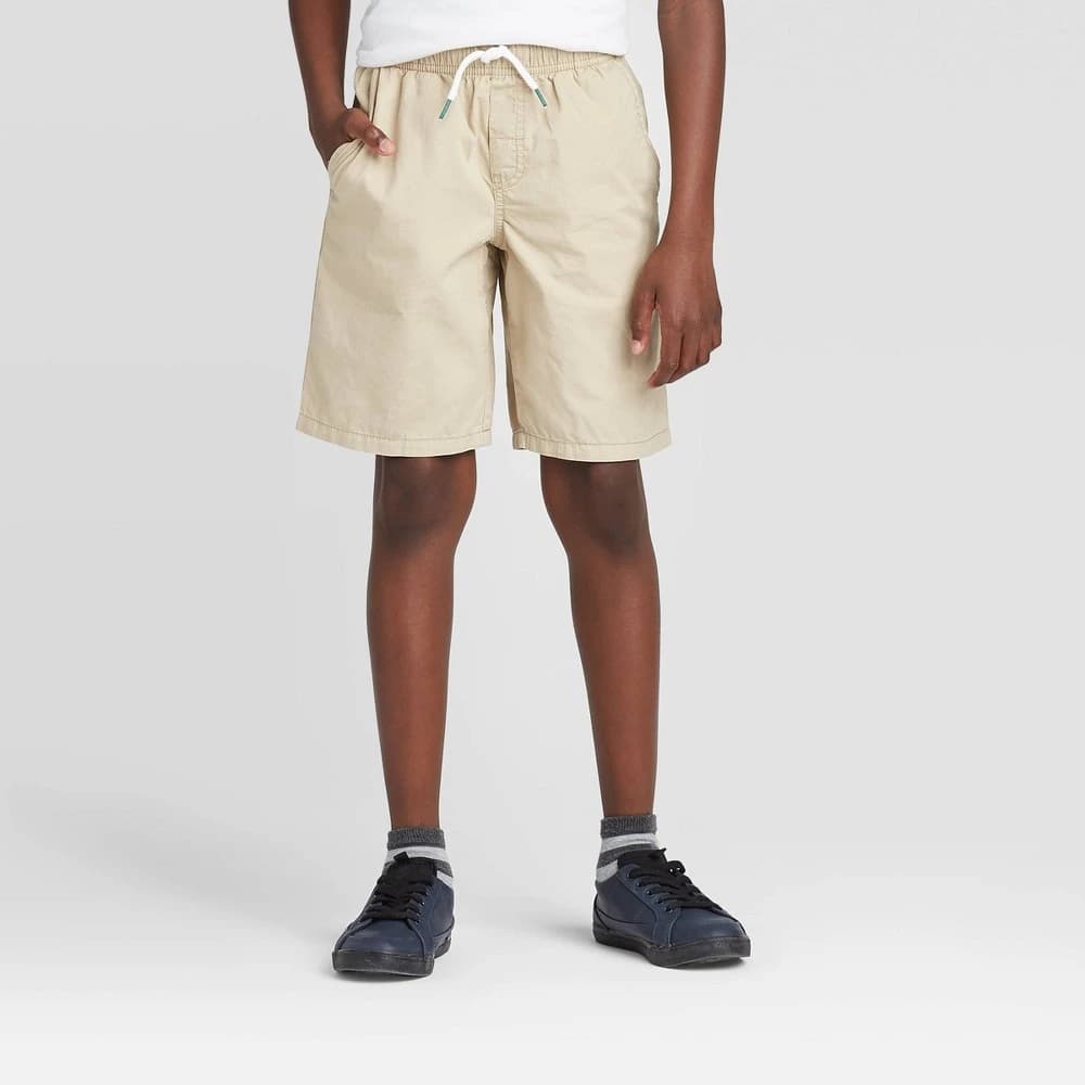 Boys' Playwear 'At the Knee' Pull-On Shorts - Cat & Jack™ Light Khaki S — Manufacturer Picture