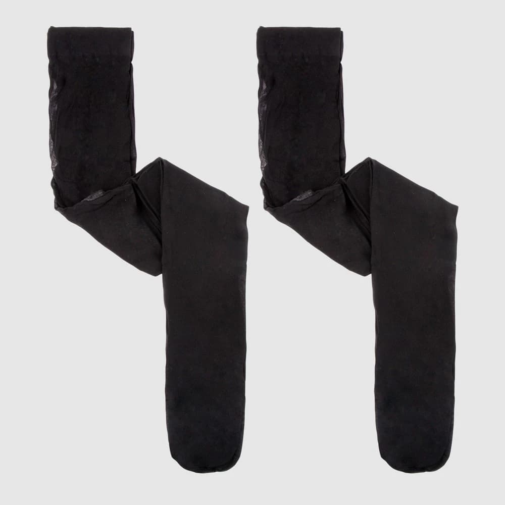Girls' 2pk High Waisted Pantyhose - Cat & Jack™ Black 7-10 — Manufacturer Picture