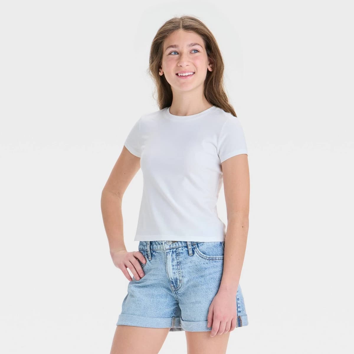 Girls' Short Sleeve T-Shirt - art class™ White M — Manufacturer Picture