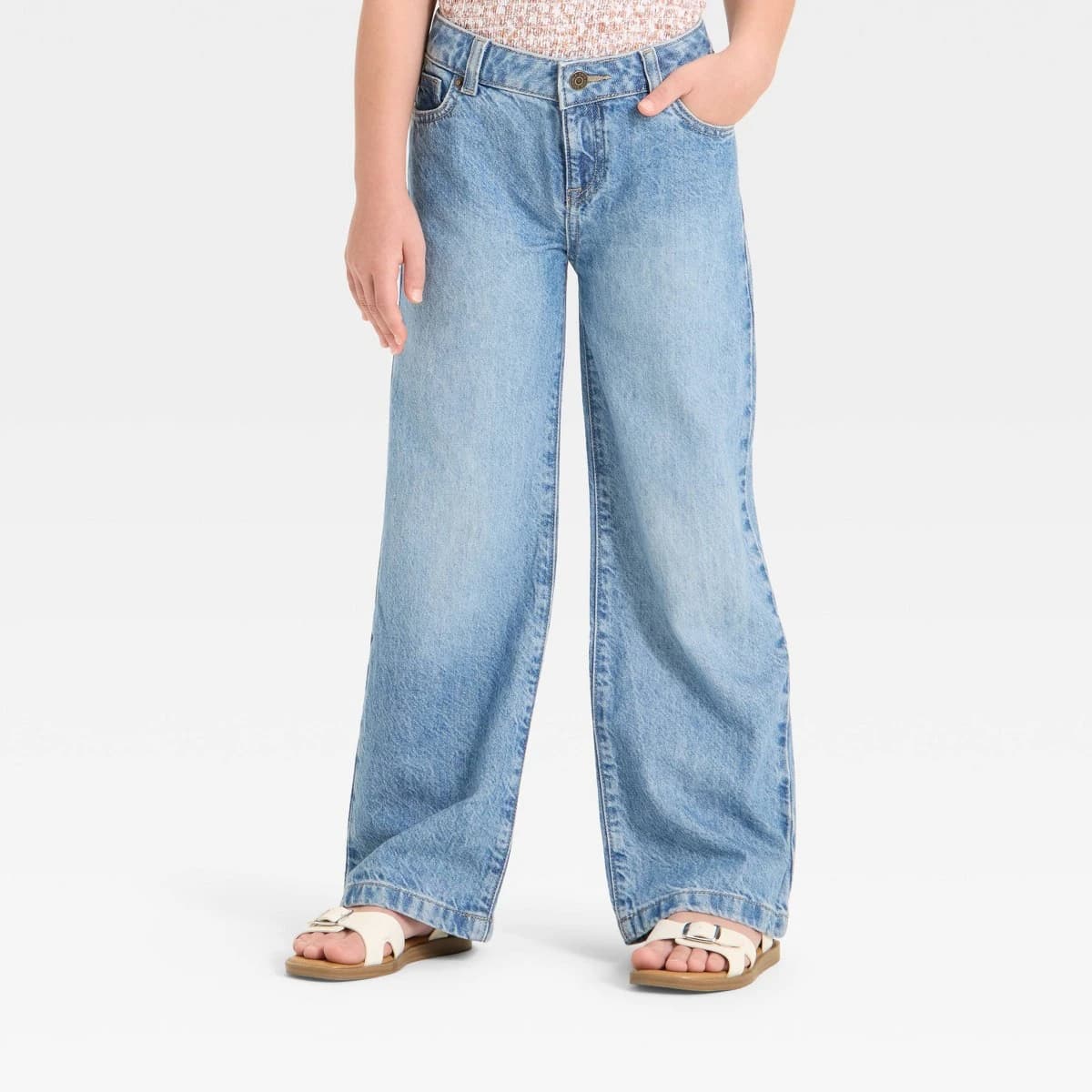 Girls' Wide Leg Jeans - Cat & Jack™ Medium Wash 12 — Manufacturer Picture