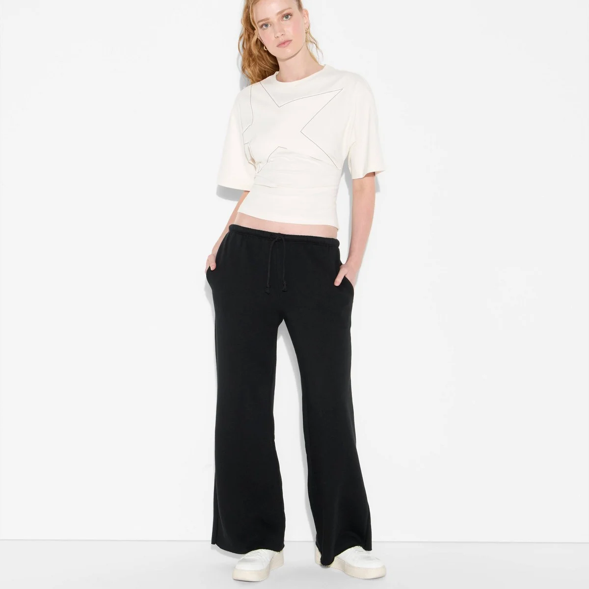 Women's Mid-Rise Wide Leg Sweatpants - Wild Fable™ Black S — Manufacturer Picture