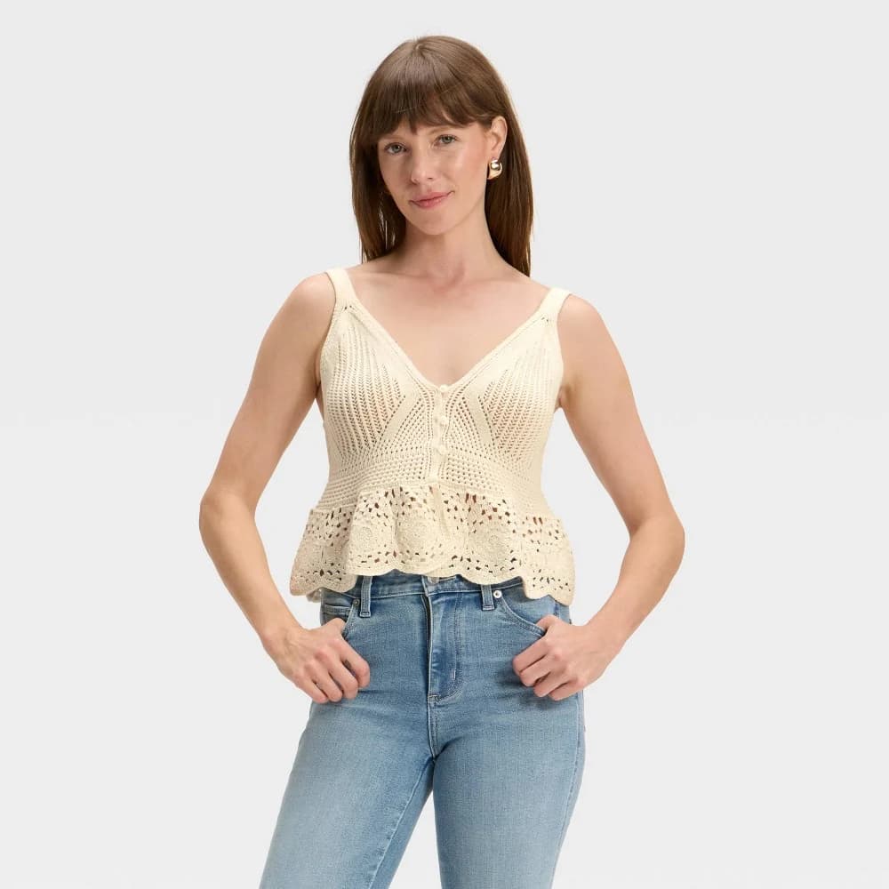 Women's Pointelle Sweater Tank Top - Universal Thread™ Cream S — Manufacturer Picture