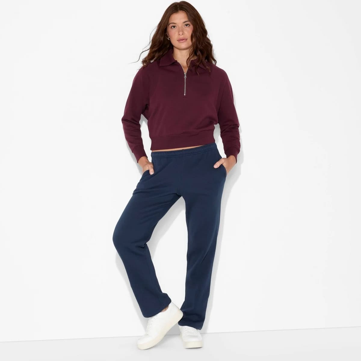 Women's Mid-Rise Slim Straight Sweatpants - Wild Fable™ Navy Blue S