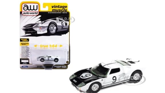 Autoworld 64492-AWSP182A 1-64 Scale 1964 Ford GT40 No.9 with Vintage Muscle Series Diecast Model Car