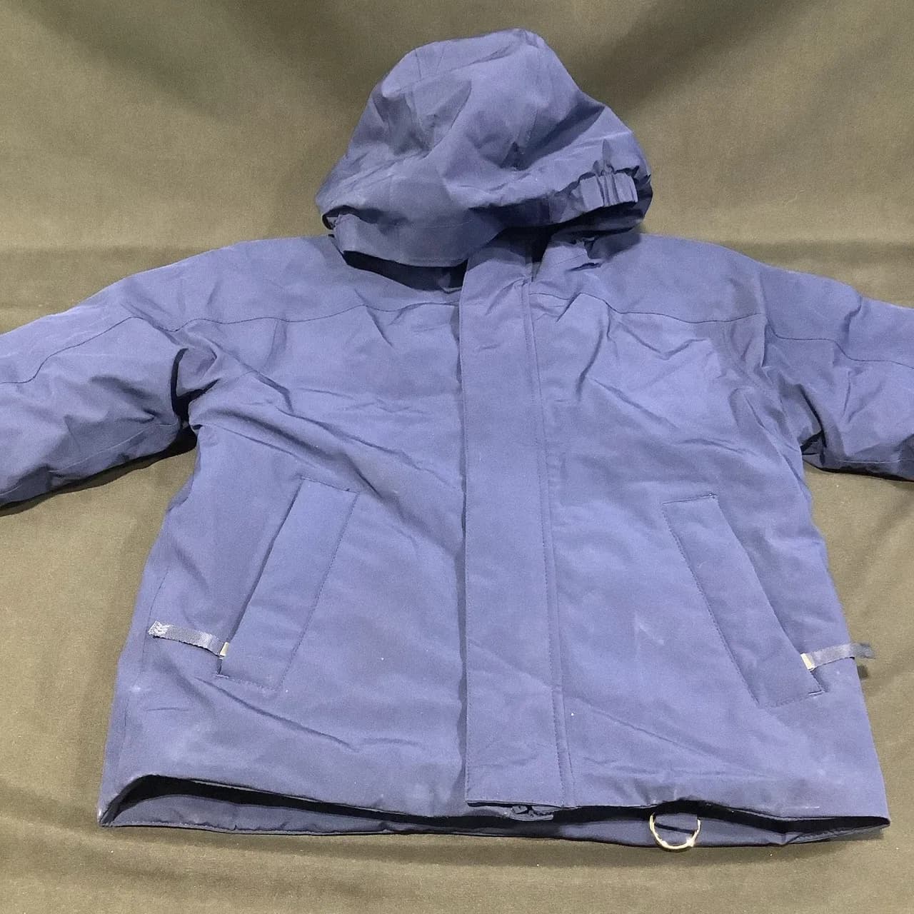 Teens Blue Hooded Full Zip Solid Short Jacket, Regular Fit, Zipper Accent — Actual Product