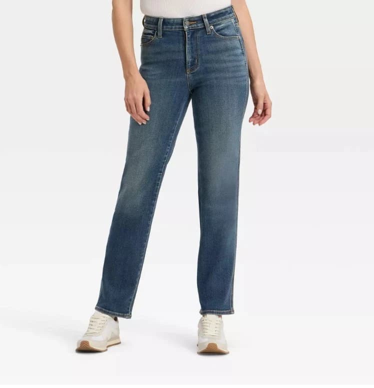 Universal Thread High-Rise Straight Leg Jeans Dark Wash Blue Denim 5-Pocket 6R
