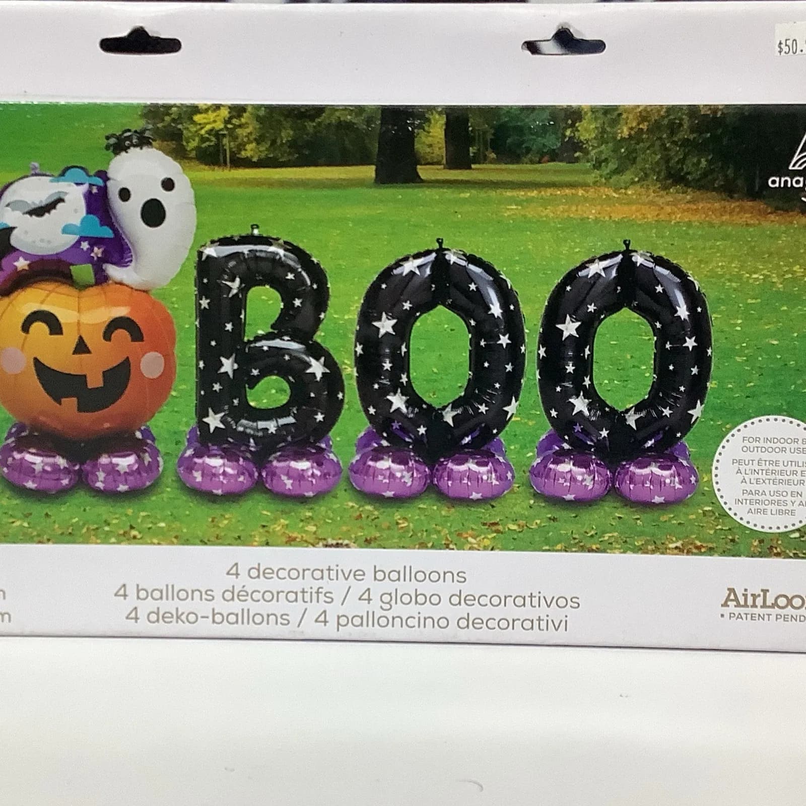 Anagram AirLoonz Halloween BOO Letter Balloon Set, Jack-o'-lantern/Ghost (4)