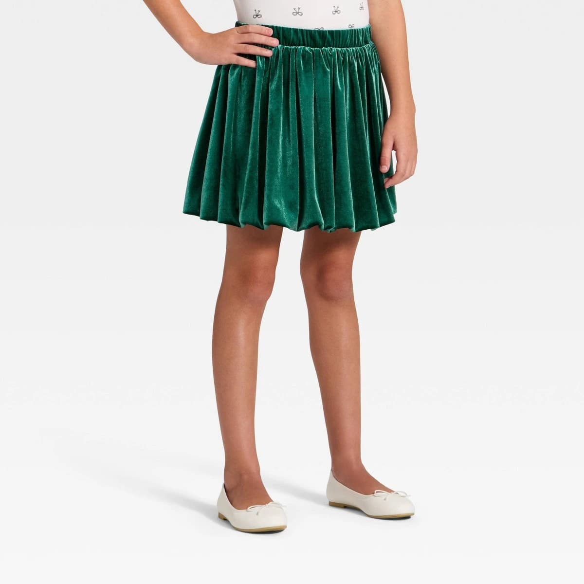 Girls' Holiday Velvet Bubble Hem Skirt - Cat & Jack™ Jade Green L — Manufacturer Picture