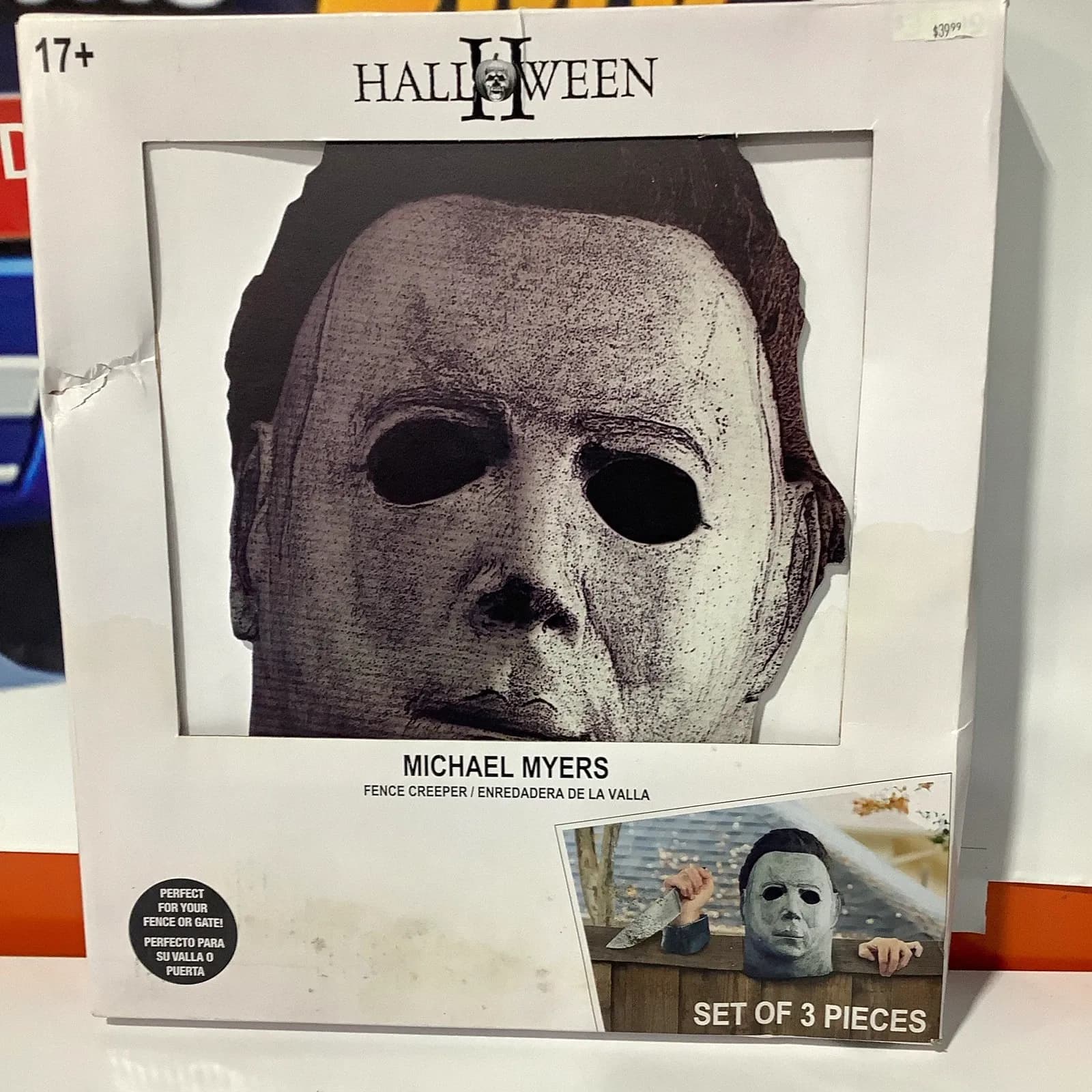 Halloween Michael Myers Fence Creeper Set of 3 Pieces, Plastic Gray/Black