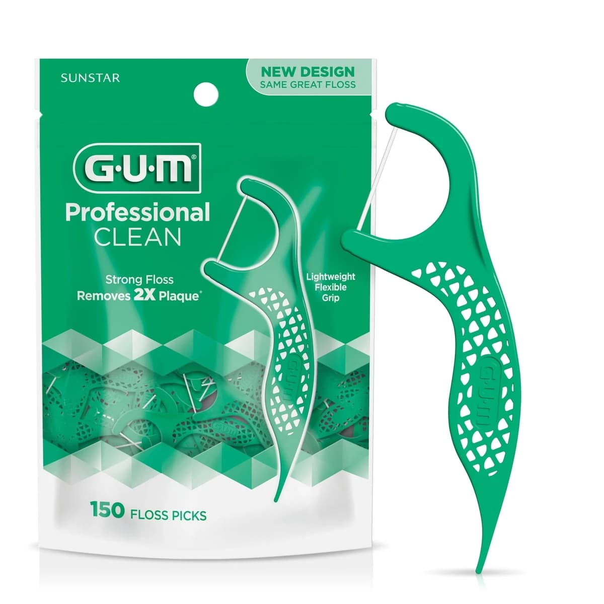 GUM Professional Clean Floss Picks, Shred-Resistant Mint, 150ct — Manufacturer Picture