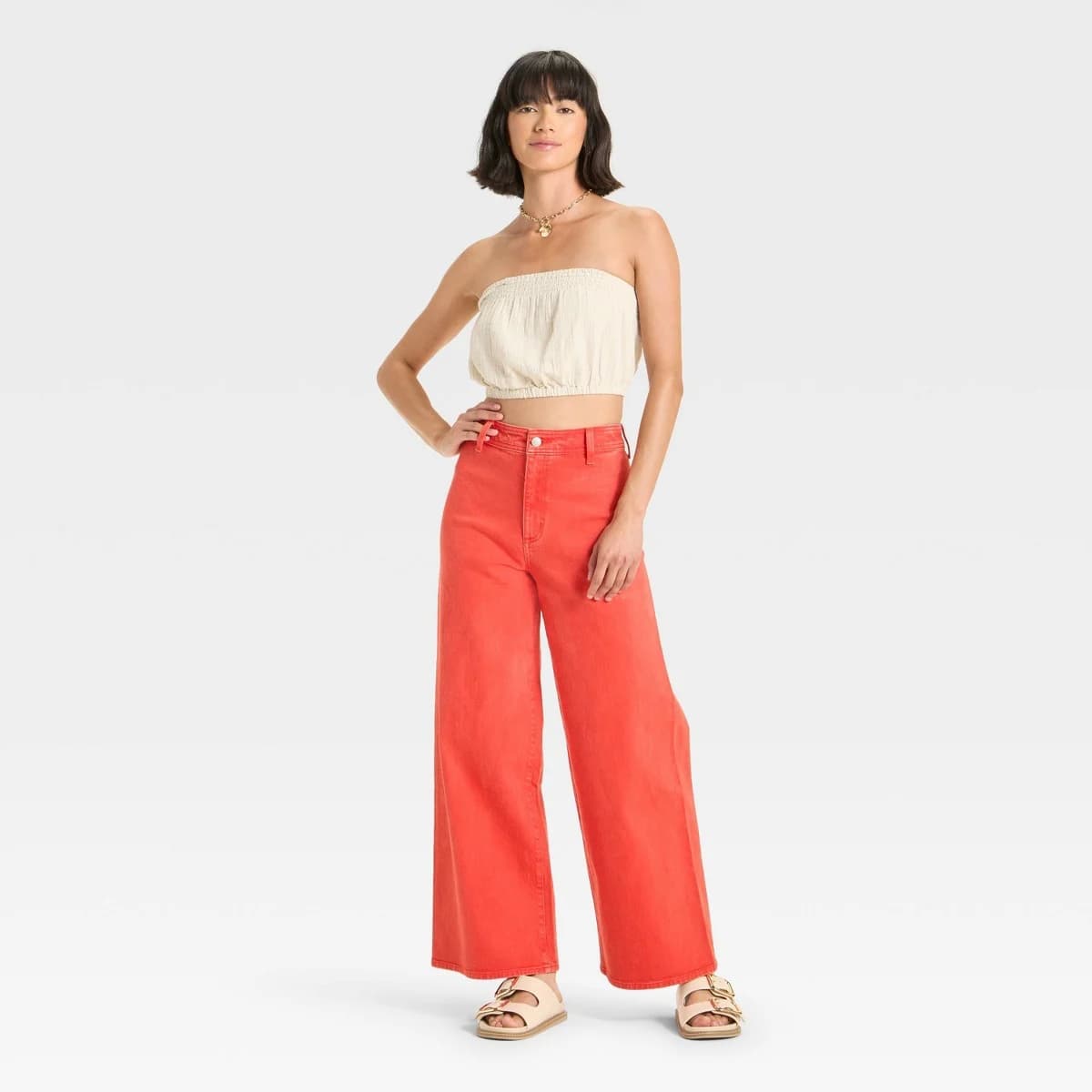 Women's High-Rise Sailor Wide Leg Ankle Jeans - Universal Thread™ Red 10 — Manufacturer Picture