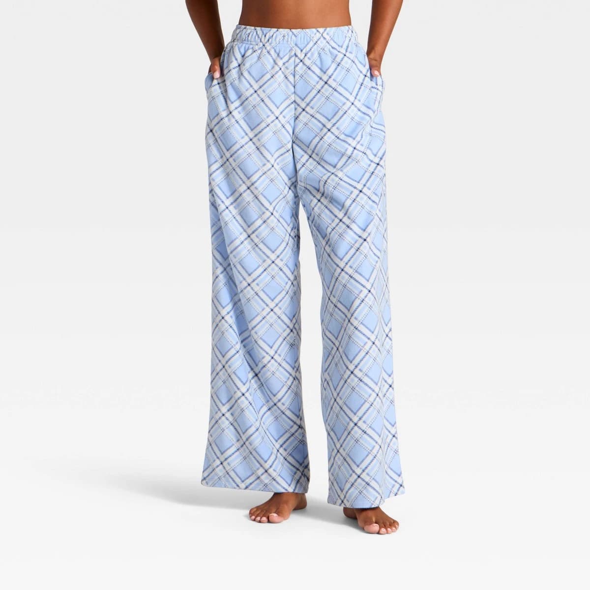 Women's Microfleece Pajama Pants - Wild Fable™ Blue Plaid L — Manufacturer Picture