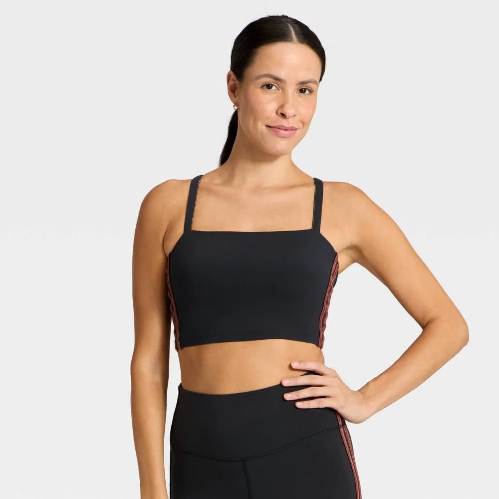 Women's Everyday Soft Light Support Velour Piped Sports Bra - All In Motion™ Black S — Manufacturer Picture