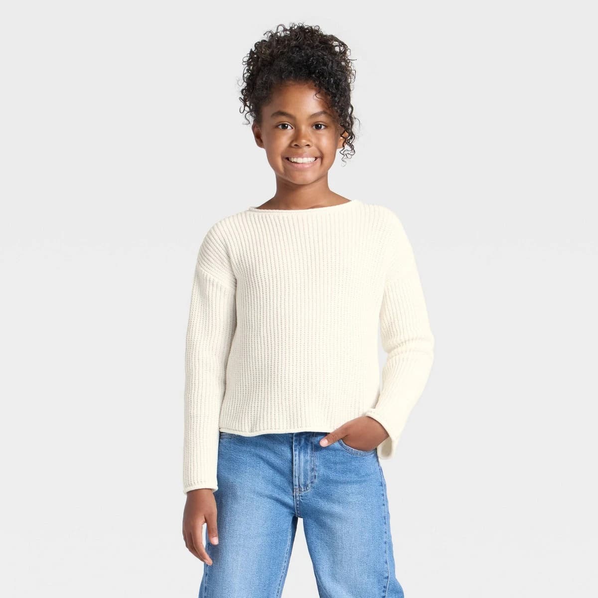 Girls' Chenille Sweater - Cat & Jack™ Cream S — Manufacturer Picture