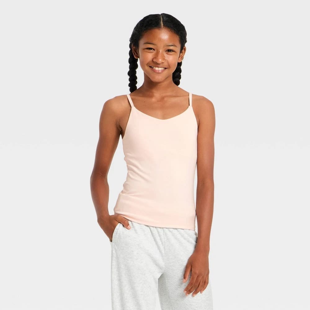 Girls' Super Soft Tank Top with Shelf Bra - art class™ Rose S — Manufacturer Picture