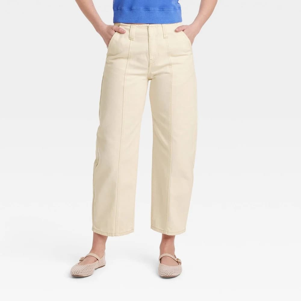 Women's Mid-Rise Barrel Leg Ankle Jeans - Universal Thread™ Cream 10 — Manufacturer Picture