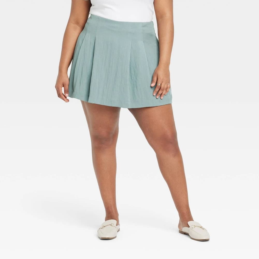 Women's High-Rise Pleated Skort - A New Day™ Teal 22 — Manufacturer Picture